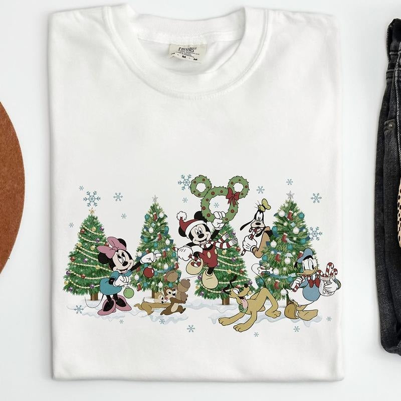 Comfort Colors Cute Mouse and Friends Christmas T-shirt, Crewneck Sweatshirt
