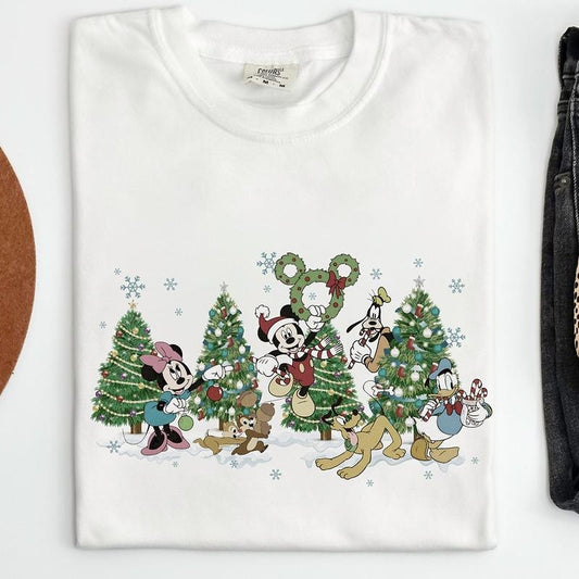 Comfort Colors Cute Mouse and Friends Christmas T-shirt, Crewneck Sweatshirt