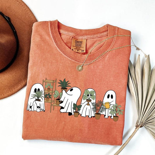 Comfort Colors Cute Plant Ghost Shirt, Plant Lover Ghost Shirt, Womens Halloween Shirt, Floral Halloween Gift, Spooky Season, Fall Graphic