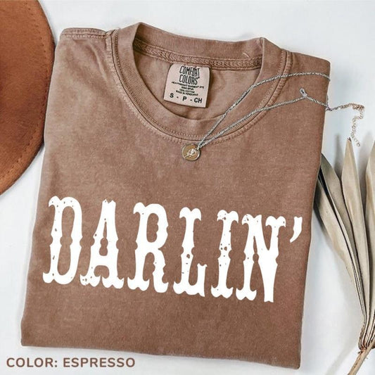 Comfort Colors DARLIN' Tshirt, Country Girl Shirts, Nashville Tee, Vintage Cowgirl Shirt, Funny Western T-Shirt