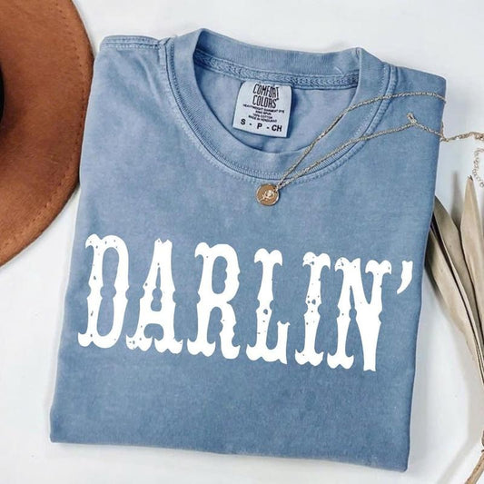 Comfort Colors DARLIN' Tshirt, Country Girl Shirts, Nashville Tee, Vintage Cowgirl , Funny Western
