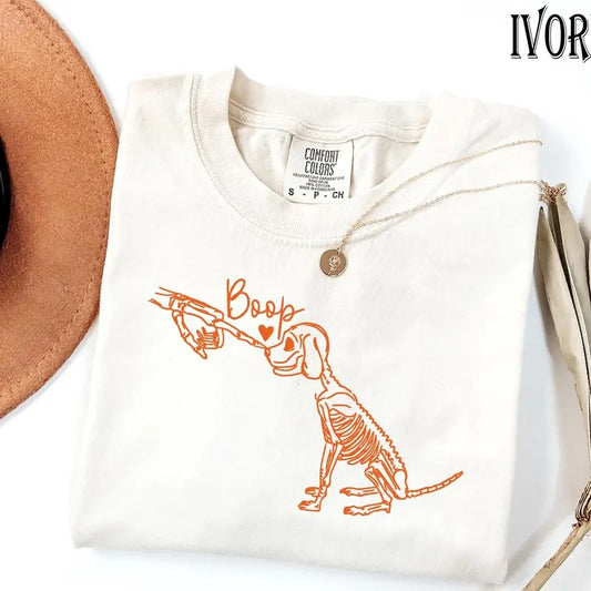 Comfort Colors Dog Skeleton T-shirt, Funny Dog Shirt, Dog Lover Gifts, Dog Mom Bella Canvas Shirt, Skeleton 2024 Happy Halloween