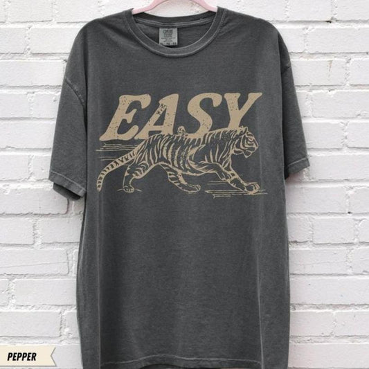 Comfort Colors Easy Tiger Tee T-shirt Sweatshirt, Vintage style Inspired Shirt, Trendy Tiger, Retro Festival Clothing, Top Classic