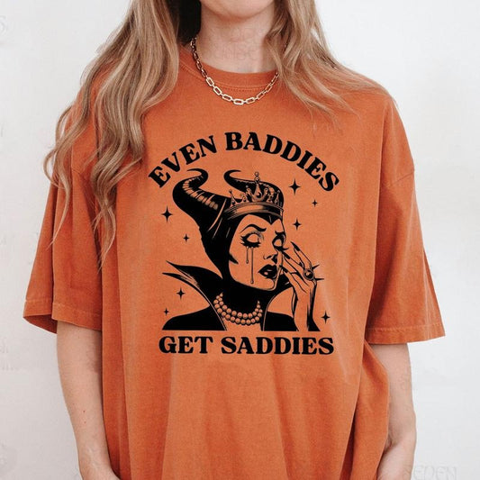 Comfort Colors Even Baddies Get Saddies Funny Shirt, Trendy Vintage Retro Mental Health Shirt