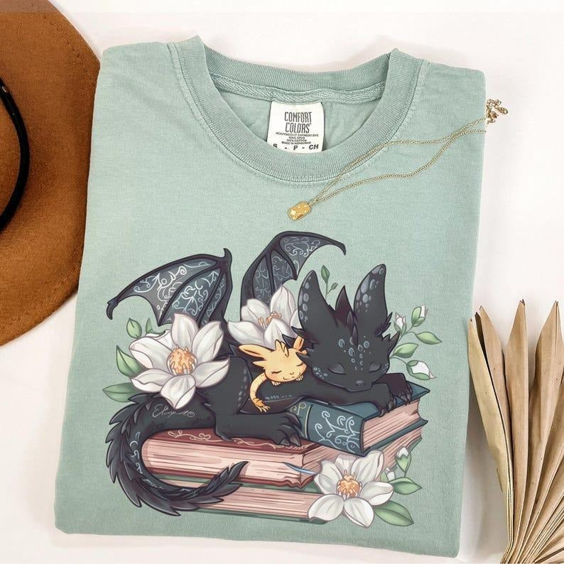 Comfort Colors Fantasy Book Dragon Shirt, Fantasy Dragon Book Lover Shirt, Wingspan Bookish Shirt, Booktok Merch, Book Gift, Bookworm Gift