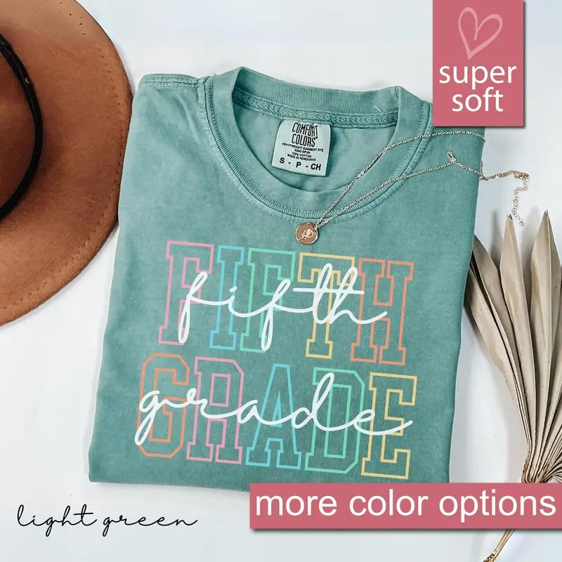Comfort Colors Fifth Grade Teacher Shirt, 5th Grade Teacher Shirt, Fifth Grade T-Shirt, Elementary School, Teaching Tee Cotton