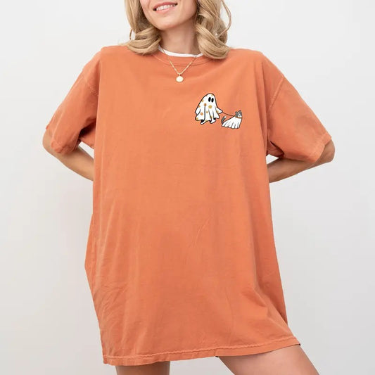 Comfort Colors Halloween Ghost Dog Shirt, Funny Boo Dog Tee, Dog Lover Halloween Outfit, Cute Dog Shirt for Dog Mom, Fall Ghost Graphic Printed Tee, Spooky Season Tshirt, Oversized Women's Tops, Casual Womenswear, Soft Cotton Fabric Relaxed Fit Chic Style