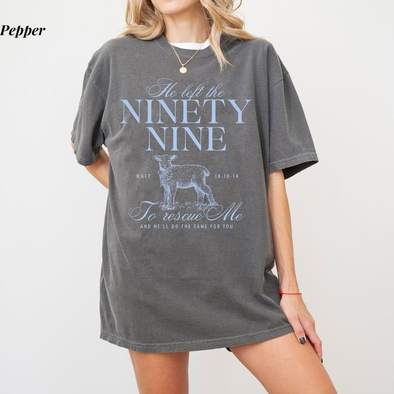 Comfort Colors He Left The 99 To Rescue Me T-Shirt, Christian Bible Verse Tee, Ultra Soft Cotton Tee, Everyday Casual Wear