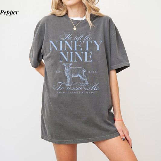 Comfort Colors He Left The 99 To Rescue Me T-Shirt, Christian Bible Verse Tee, Ultra Soft Cotton Tee, Everyday Casual Wear
