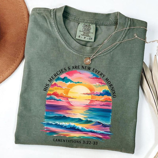 Comfort Colors His Mercies Are New Every Morning Shirt, Bible Verse T-Shirt, Motivational Tee