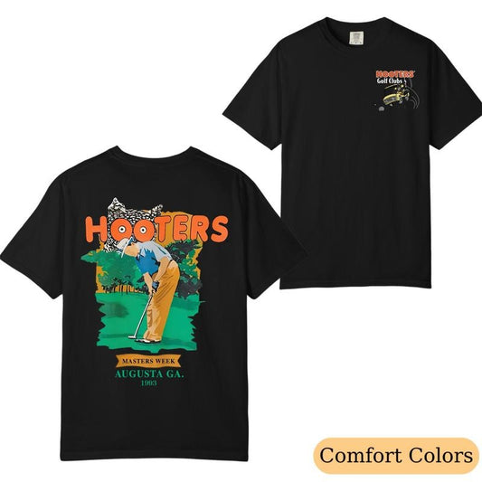 Comfort Colors Hooters Golf Club Week 1993 Vintage Golf 2 Sided T-Shirt, Retro Graphic Tee For Men And Women, Unisex Casual Tops