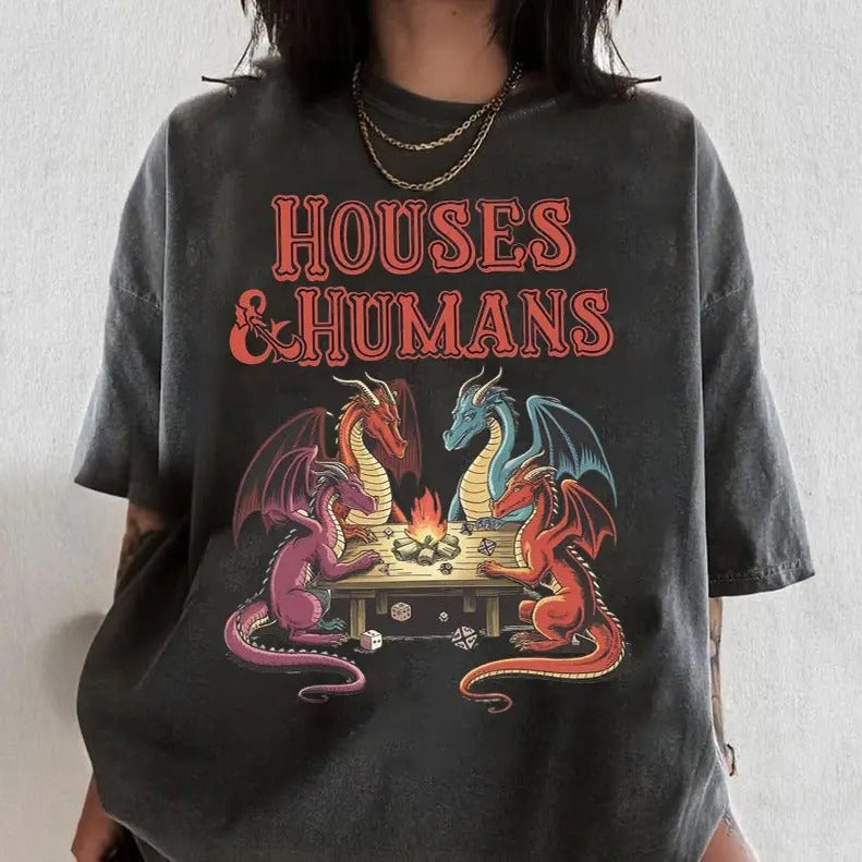 Comfort Colors Houses and Humans RPG Shirt, DnD Class Shirt, D&D Clothing, D and D Character Class T Shirt