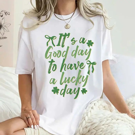 Comfort Colors It's a Good Day to Have a Lucky Day T-Shirt, St. Patrick's Day, Retro Coquette Lucky Tee
