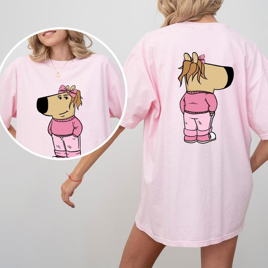 Comfort Colors Just A Chill Girl Shirt 2-Sided, Low Key Chill Girl Tees for Women, Funny Dog Meme Tops, Soft Cotton Fabric T-shirt, Holiday Womenswear