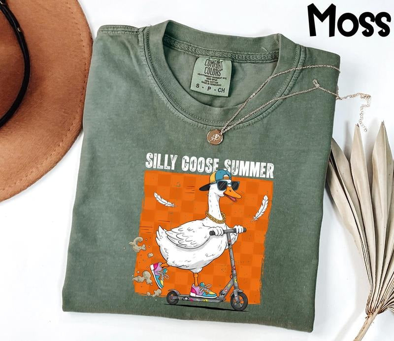 Comfort Colors Just A Silly Goose Shirt, Funny Silly Goose Summer Shirt, Goose Lover Tee Cotton Fabric Top Traditional