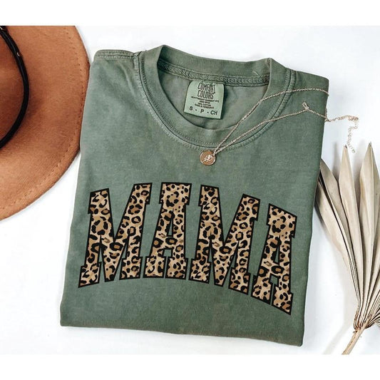 Comfort Colors Leopard Print Mama Shirt Gift for Mom, Retro Mom Tee, Mother's Day Gift, Vintage Cheetah Mama Tshirt, Varsity New Mom Gift