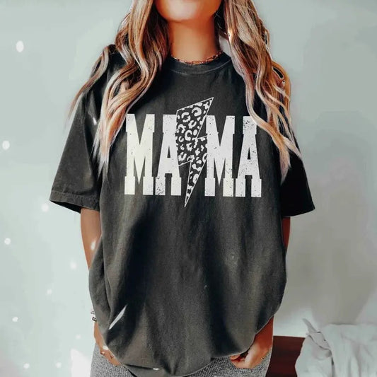Comfort Colors Mama Lightning Bolt T-Shirt, 90s Retro Mama Shirt, Varsity Mama Tee, Mothers Day Gift