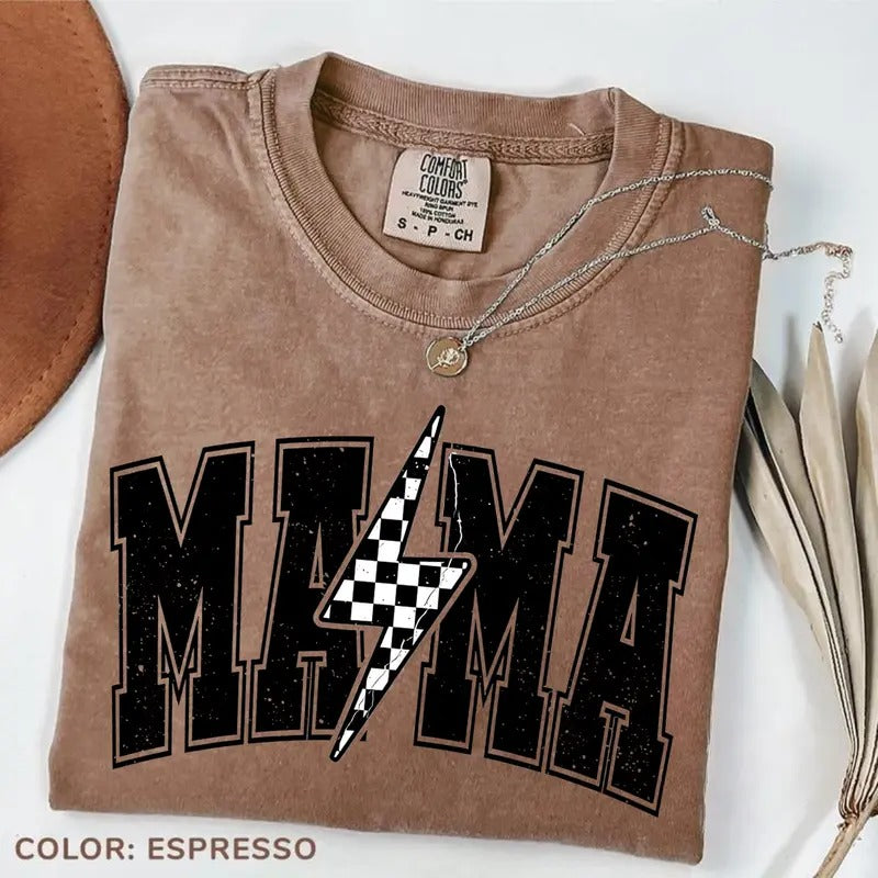 Comfort Colors Mama Lightning Bolt T-shirt, Mama Tee, Mama Shirt, Mom Life T-shirt, Retro Mama Tee, Mama Sublimation Shirt, Sublimation Designs