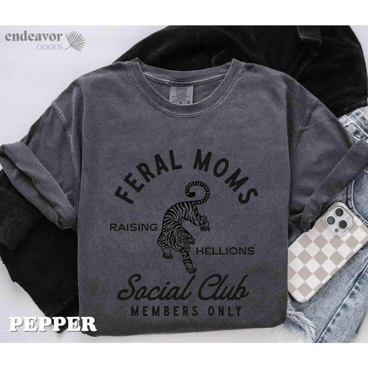 Comfort Colors Mama Shirt Mom Shirt Feral Moms Social Club Shirt Mother's Day Gift Somebody's Feral Wife Mom Life Tshirt Trendy Mom Apparel