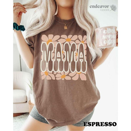 Comfort Colors Mama Shirt Retro Mama Shirt Floral Mama Shirt Mothers Day Gift Abstract Flowers Hippie Mama Birthday Shirt Gift for New Mom