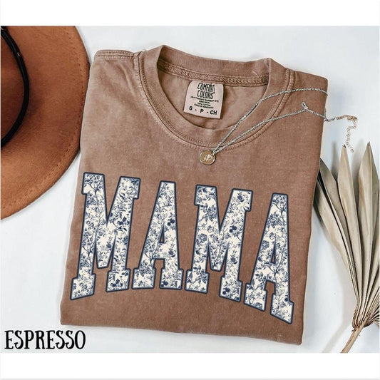 Comfort Colors Mama Shirt, Toile Mama Shirt, Floral Mama Shirt, Mama Tshirt, Girly Aesthetic Gift For Mom, Pregnancy Announcement