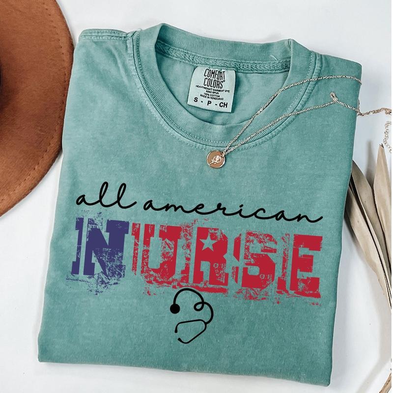 Comfort Colors Patriotic Nurse Shirt, 4th Of July Shirt, Nurse Gift, American T-Shirt, Nurse Life Tee, Memorial Day Gift