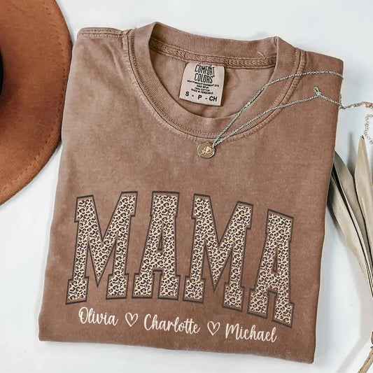 Comfort Colors Personalized Leopard Mama T-shirt, Mothers Day Gift, Personalized Mom Shirt, Retro Mama Tee