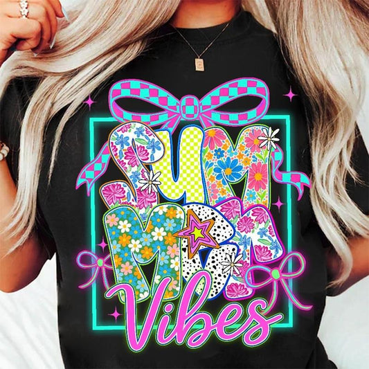 Comfort Colors Preppy Summer Vibes T-Shirt, Summer Brushstroke Shirt, Hello Summer T-Shirt, Girly Summer Coquette Shirt, Beach T-Shirt