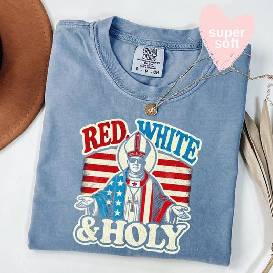 Comfort Colors Red White Holly Shirt,Pope Leo XIV T-Shirt,Robert Francis Prevost First American Pope Shirt,First American Pope in History T