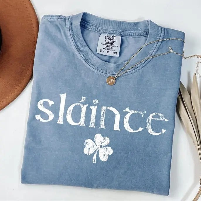 Comfort Colors Retro Slainte T-Shirt, Womens Lucky Shirt, St Patricks Day Tee, Shamrock TShirt, Cute Patricks Day Shirt, Funny Irish Shirt