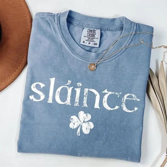 Comfort Colors Retro Slainte T-Shirt, Womens Lucky Shirt, St Patricks Day Tee, Shamrock TShirt, Cute Patricks Day Shirt, Funny Irish Shirt