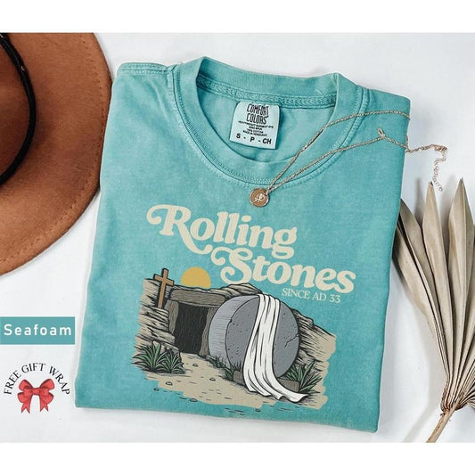 Comfort Colors Rolling Stones T-Shirt, Trendy Easter Clothing, Jesus Christ Shirt, Gift For Christian, Faith-Based Graphic Tee, Gift For Herstyle{n002}2