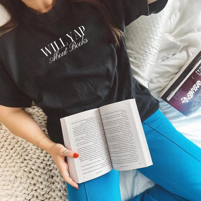 Comfort Colors Shirt Will Yap About Books, Funny Book Lover Tee, Aesthetic Reading Shirt for Women, Cute Literary Gift, Book Club Shirt DURJL