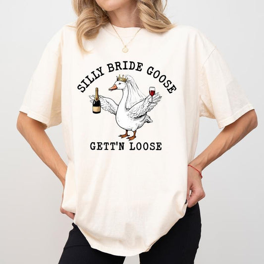 Comfort Colors Silly Bride Goose Shirt, Funny Wedding Gifts for Bride, Bachelorette Tops, Engagement Tees, Fiancée Gifts, Goose Lover Gift, Womenswear