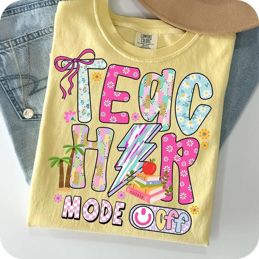 Comfort Colors Teacher Off Duty T-Shirt, Teacher Mode Off Shirt, Last Day Of School T-Shirt, Teacher Summer Shirt, Peace Out School T-Shirt