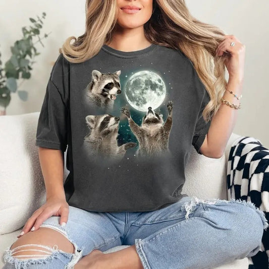 Comfort Colors Three Racoon Moon T-shirt - Three Raccoons Vintage T-shirts - Retro Raccoon Moon Tshirt - Raccoon Lovers - Funny Raccon Tee