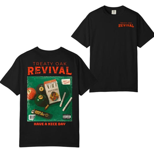 Comfort Colors Treaty Oak Revival T-Shirt, 2-Sided Band Merch Tee, Menswear Streetwear Top, Casual Graphic Shirt for Music Fans, Trendy Tshirt