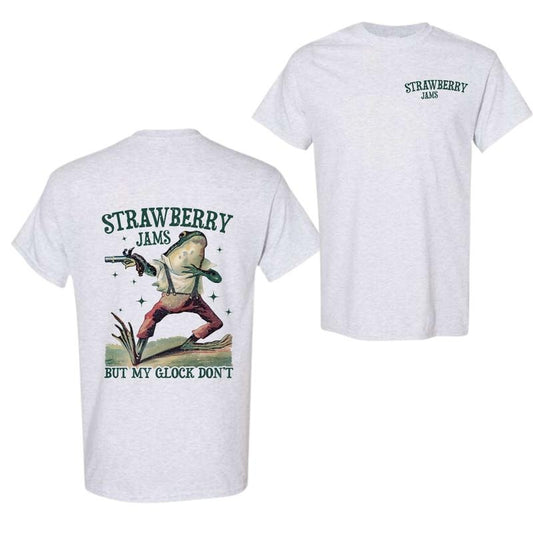 Comfort Colors, Strawberry Jams But My Glock Don't Vintage Graphic T-Shirt, Full Color, Full Size