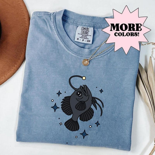 Comfort color Angler Fish Shirt, Cute Anglerfish Shirt, Marine Life Shirt, Inspirational Shirt, Be The Light Shirt, Fish Shirt, Keep Going,She Rises Shirt