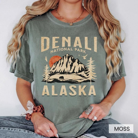 Comfort color Denali National Park Shirt, Alaska Gift Souvenir, Mountain, Camping, Hiking, Adventure, Outdoor, Nature Lover Gift, Forestcore, Granola Girl