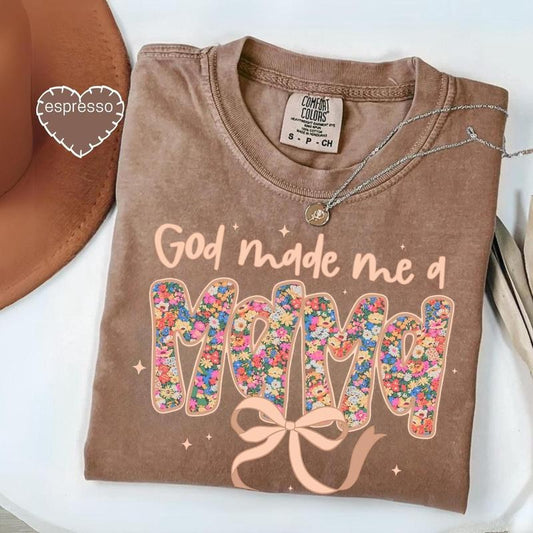 Comfort color God Made Me A Mama Christian Moms Stylish Faith-Based Shirt Perfect Gift for Mothers Day, Religious Mom Gift, Bible Verse Shirt