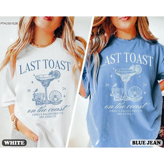 Comfort color custom Last Toast On The Coast Shirt, Beach Bachelorette Party Shirt, Bach Club Shirt, Coastal Bachelorette Shirt, Personalized Luxury Bachelorette
