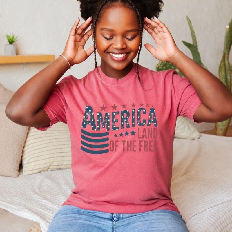 Comfort colors America Land of the Free short sleeve casual cotton graphic tshirt