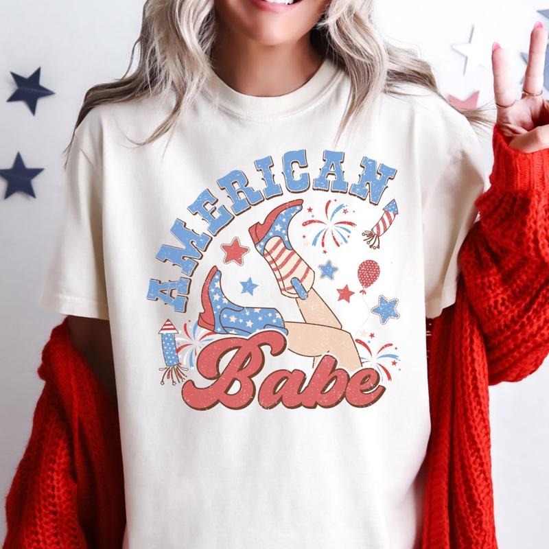 Comfort colors American Babe short sleeve casual cotton graphic tshirt