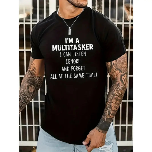 Comfortable Short Sleeves Round Neck Graphic T-shirts - I'M A MULTITASKER Causal Tees, Men's Summer Clothing Made in USA