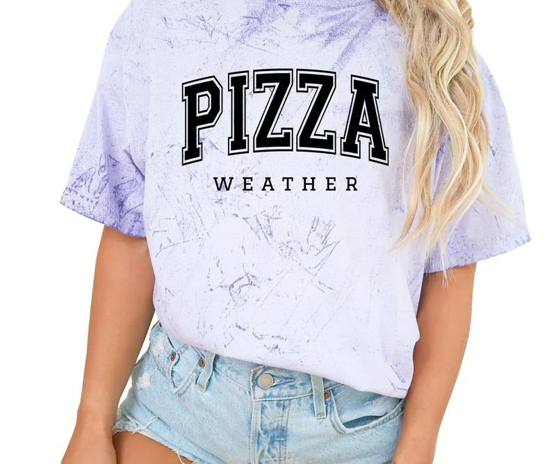 Comfortable Tee Shirt - Pizza Weather Colors, Soft Cotton, Comfortable Fit, Day Wear, Women's Top