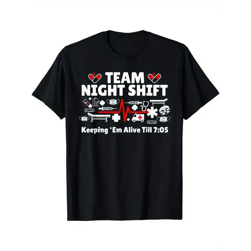 Comfortable breathable outdoor men's clothing Quality materials, Night Nurse Life RN LPN CNA Healthcare heartbeat Love T-shirt, everything goes with it Made in USA