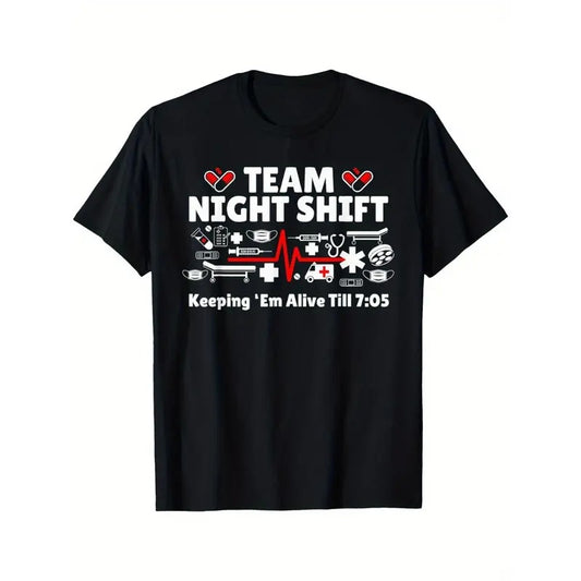 Comfortable breathable outdoor men's clothing Quality materials, Night Nurse Life RN LPN CNA Healthcare heartbeat Love T-shirt, everything goes with it Made in USA