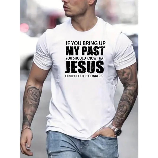 Comfy Christian Slogan Graphic Tee - Men's Slightly Stretch Print T-shirt for Summer Outfits Made in USA