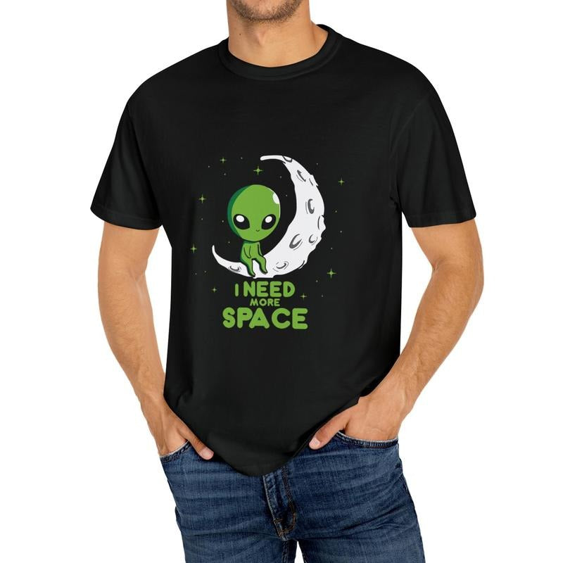 Comfy Men's Alien Pattern Cotton T-shirt - Casual Stretch Round Neck Tee for Summer Made in USA